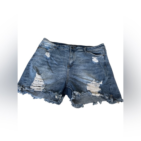 American Bazi Ripped Blue Jean Shorts - Picture 1 of 4